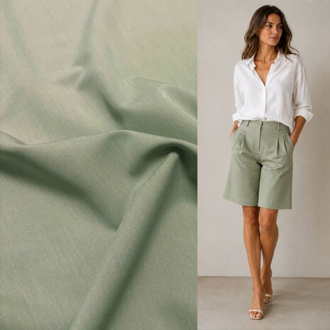 Gabardine Terlenka Stretch T59 - sage green melange Gabardine Terlenka Stretch T59 - sage green melange