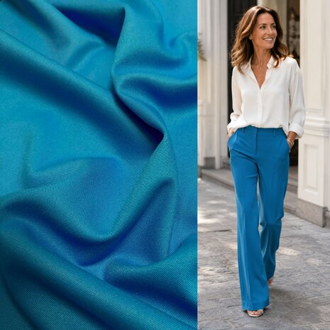 Bamboe Gabardine Stretch BC47 - azuurblauw Bamboe Gabardine Stretch BC47 - azuurblauw