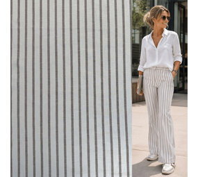 Woven cotton linen stripe 5575 - white taupe Woven cotton linen stripe 5575 - white taupe