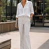 Rayures en coton et lin tissé 5575 - blanc taupe