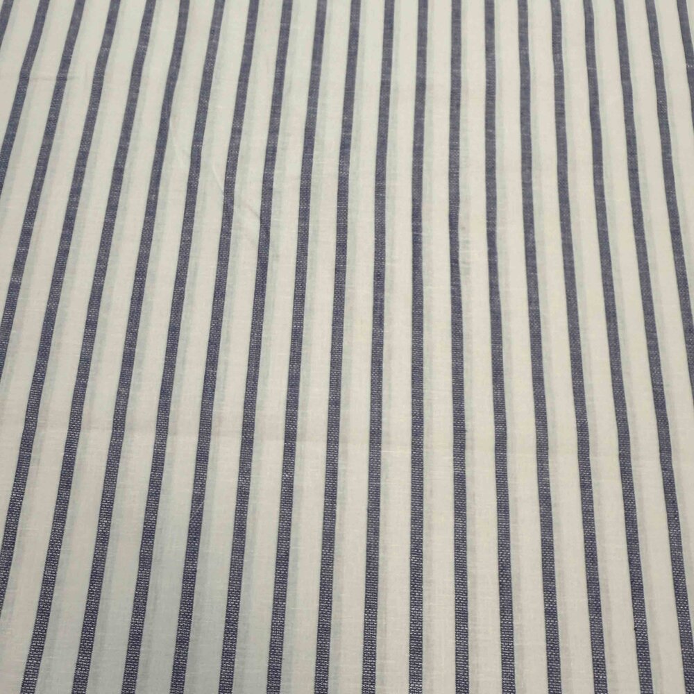 Woven cotton linen stripe 5594 - white blue