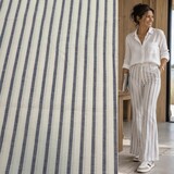 Woven cotton linen stripe 5594 - white blue Woven cotton linen stripe 5594 - white blue