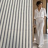Rayures en coton et lin tissé 5594 - blanc bleu Rayures en coton et lin tissé 5594 - blanc bleu
