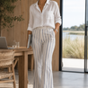 Woven cotton linen stripe 5594 - white blue