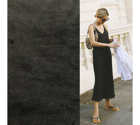 VJ COUPON - Linen 3070 - coal black 130+100X140CM