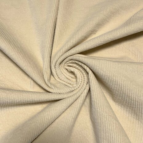 COUPON VJ - Velours côtelé extensible en coton AB13 - Vanille 110X140CM (FT)