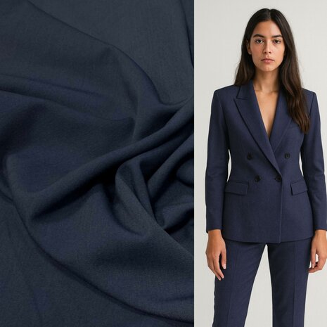 VJ-COUPON Gabardine Terlenka Stretch (schwer) WT95 - blau meliert 100 x 145 cm