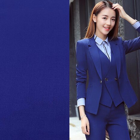 VJ COUPON Gabardine extensible en bambou BC16 - Bleu cobalt 100 x 150 cm