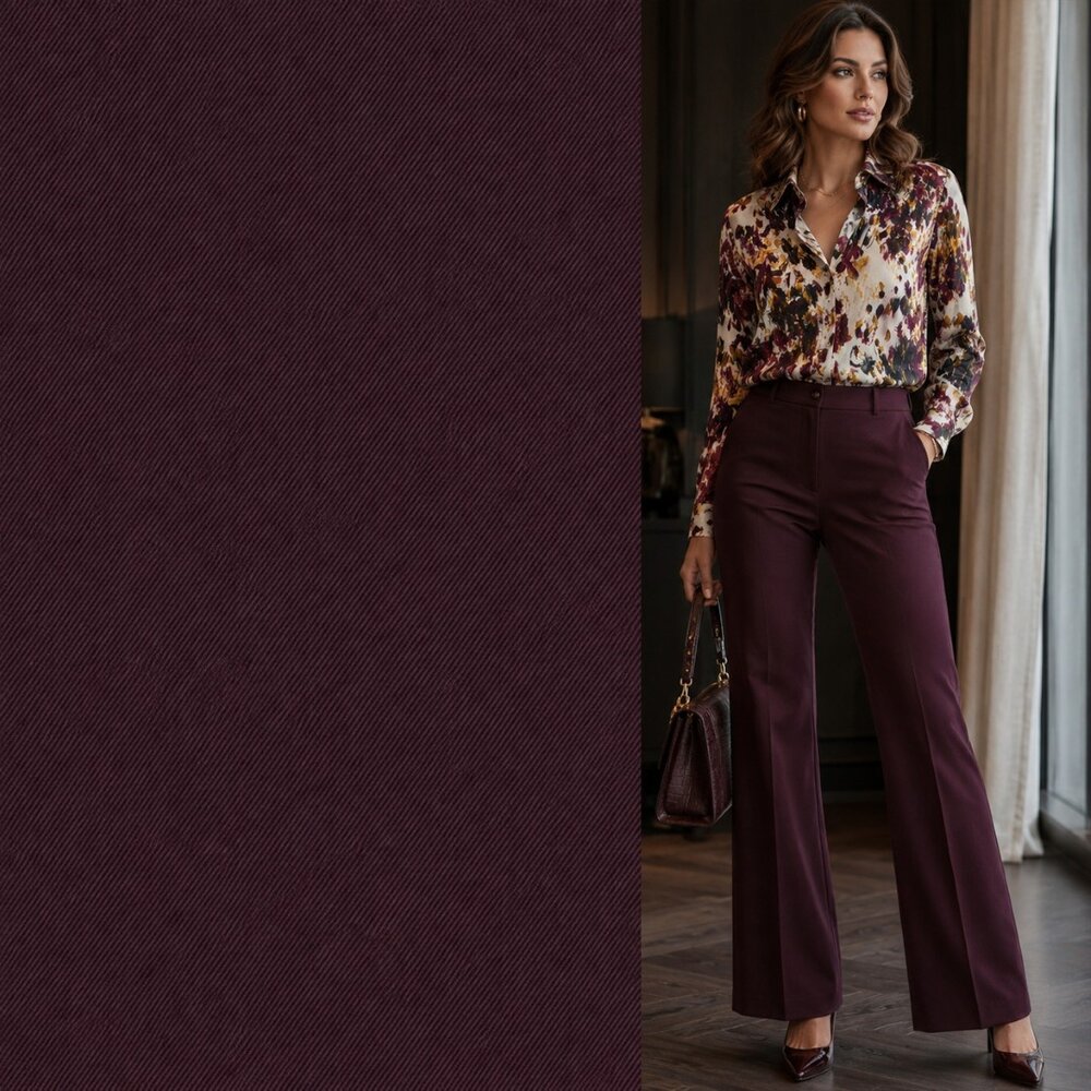 Gabardine Terlenka Stretch (heavy) WT97 - aubergine Gabardine Terlenka Stretch (heavy) WT97 - aubergine