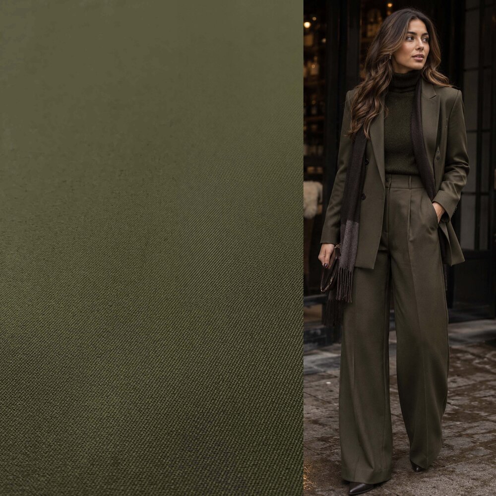 Gabardine Terlenka Stretch (lourd) WT101 - vert mousse Gabardine Terlenka Stretch (lourd) WT101 - vert mousse