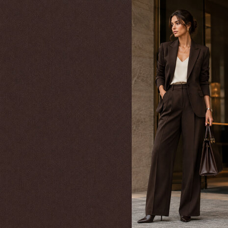 Gabardine Terlenka Stretch (lourd) WT89 - marron foncé Gabardine Terlenka Stretch (lourd) WT89 - marron foncé