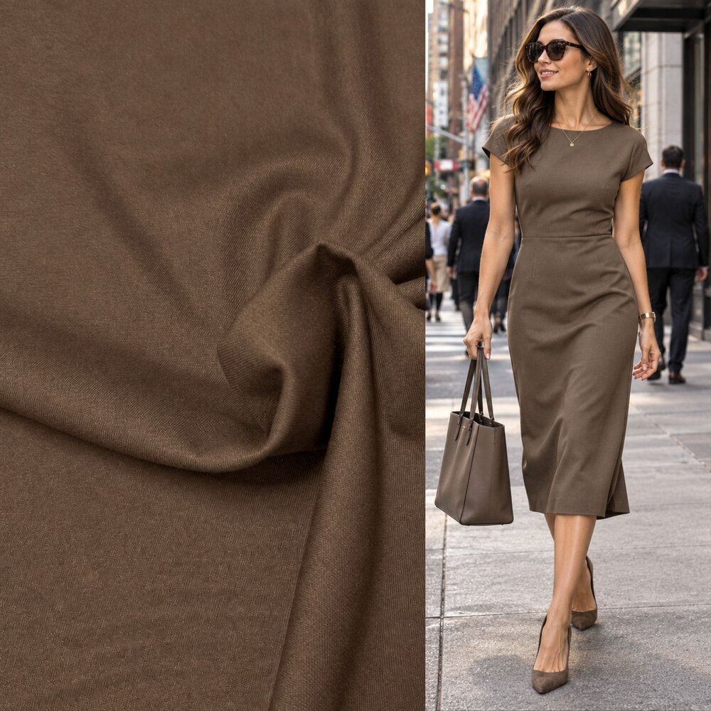 Bamboe Gabardine Stretch BC45 - Hazelnoot bruin Bamboe Gabardine Stretch BC45 - Hazelnoot bruin