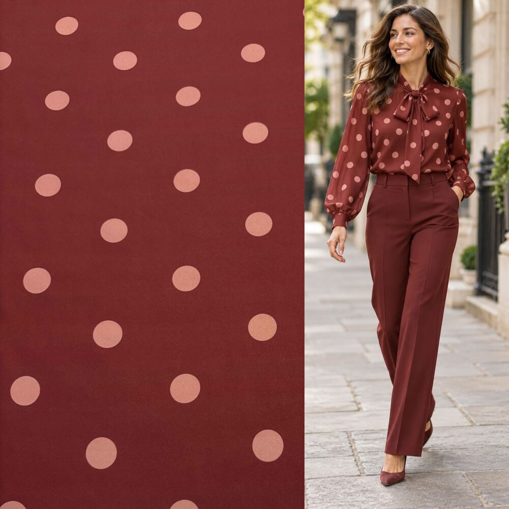Twill Stretch 5713 - bordeaux/old rose Twill Stretch 5713 - bordeaux/old rose