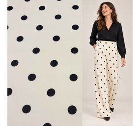Twill Stretch 5715 - gebroken wit/zwart