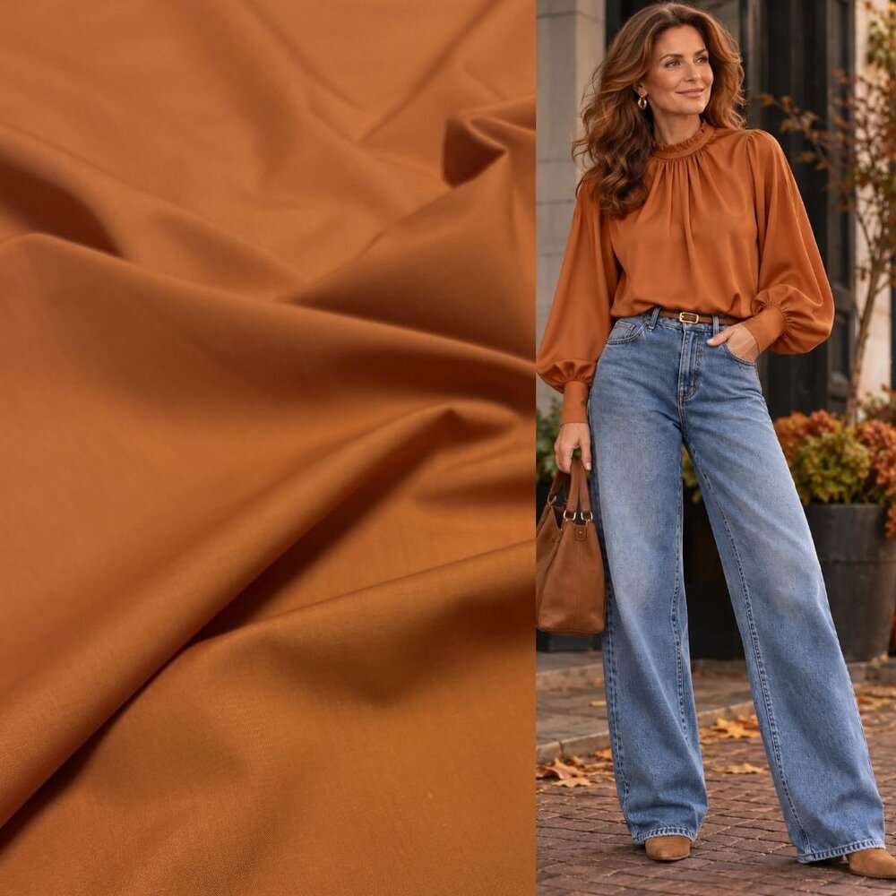 Popeline de coton 5717 - orange brûlé Popeline de coton 5717 - orange brûlé