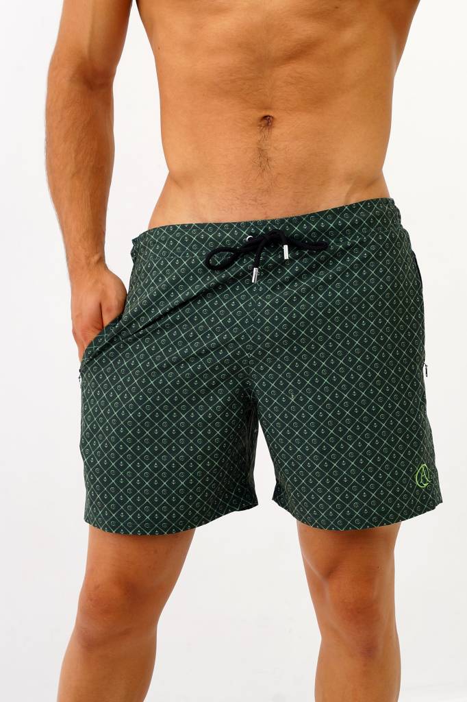 Arpione White Tip Mid-length Swim Short - Racing Green