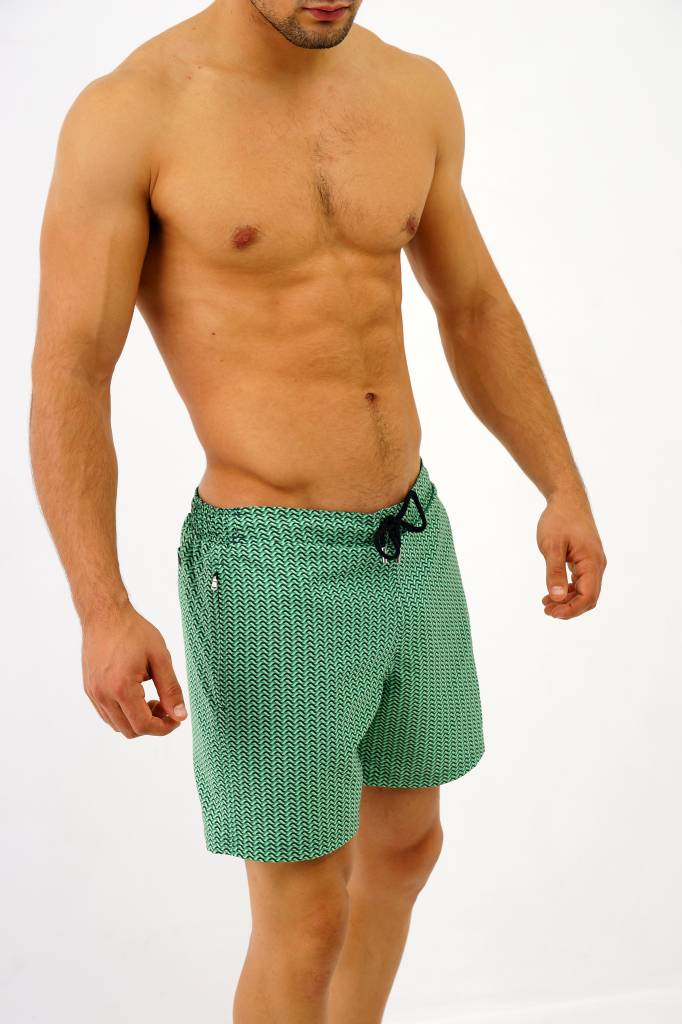 Arpione White Tip Mid-length Swim Short - Seaweed Waves