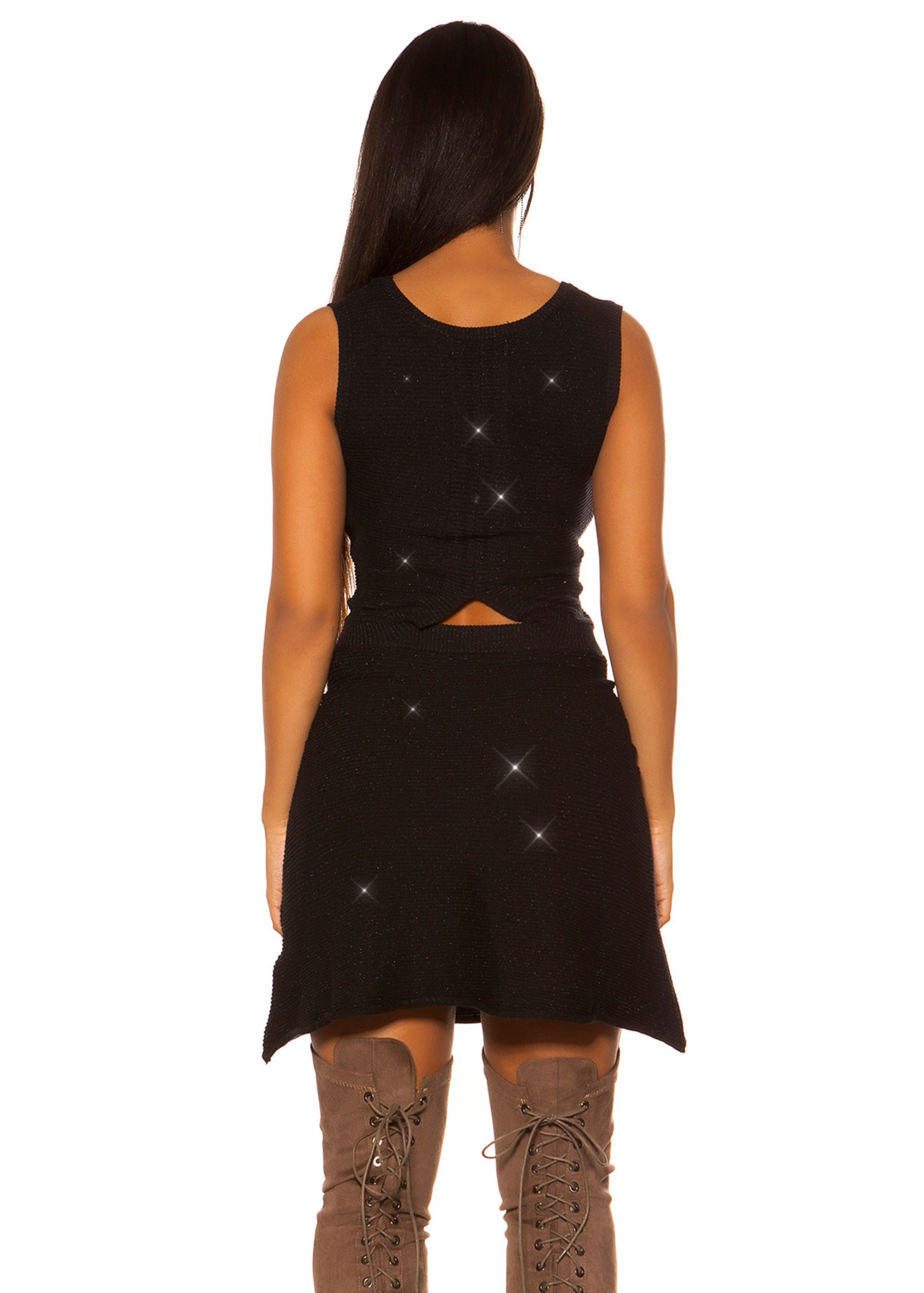 zwart gebreid glitter jurkje alijn MOOS FASHION