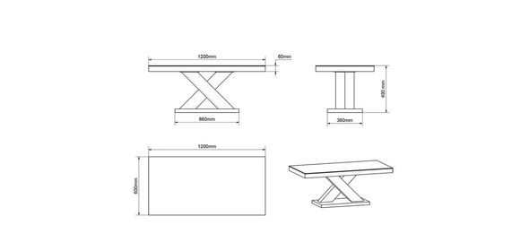 Xenon Salontafel HG Grijs/Wit Hubertus Meble Xenon Salontafel HG Grijs/Wit