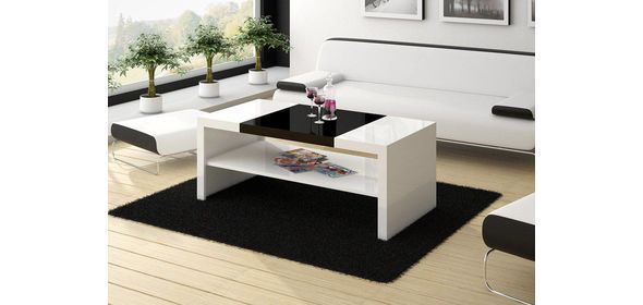 Duo Salontafel Hoogglans Wit/Zwart Hubertus Meble Duo Salontafel Hoogglans Wit/Zwart