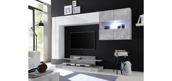 Nice TV wandmeubel Combi Wit/Grijs Benvenuto Design Nice TV wandmeubel Combi Wit/Grijs