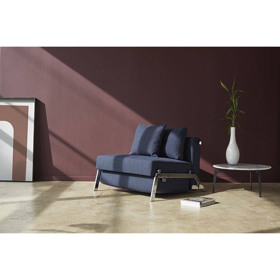 Cubed Chrome 140 cm Slaapbank Blauw