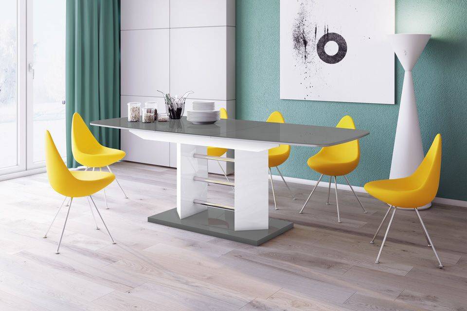 Hubertus Meble Linosa Three Eettafel Hoogglans Grijs