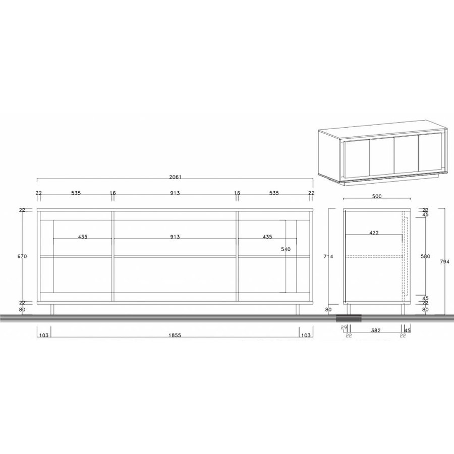 Sky Dressoir Cement/Wit Sky Dressoir Cement/Wit