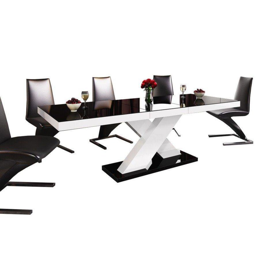Xenon Uitschuifbare Eettafel Zwart/Wit