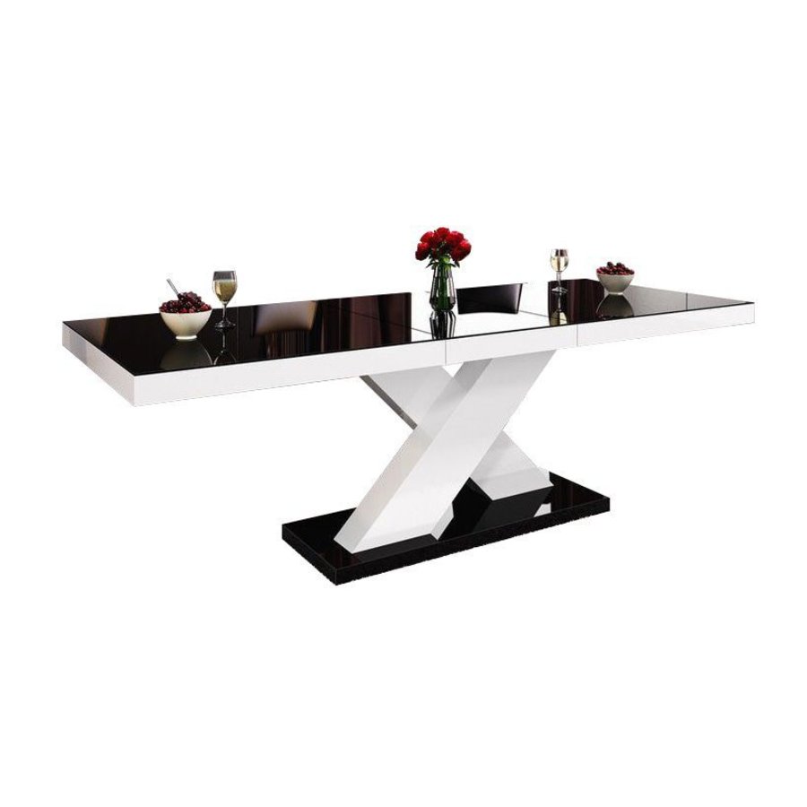 Xenon Uitschuifbare Eettafel Zwart/Wit