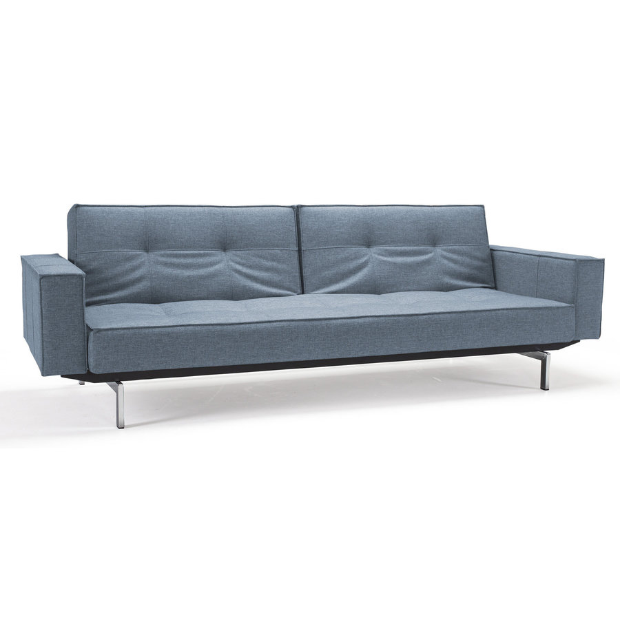 Splitback Deluxe Slaapbank Blauw / Chroom