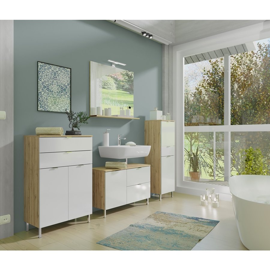 Mauresa Wastafelonderkast Small Wit / Eiken Mauresa Wastafelonderkast Small Wit / Eiken