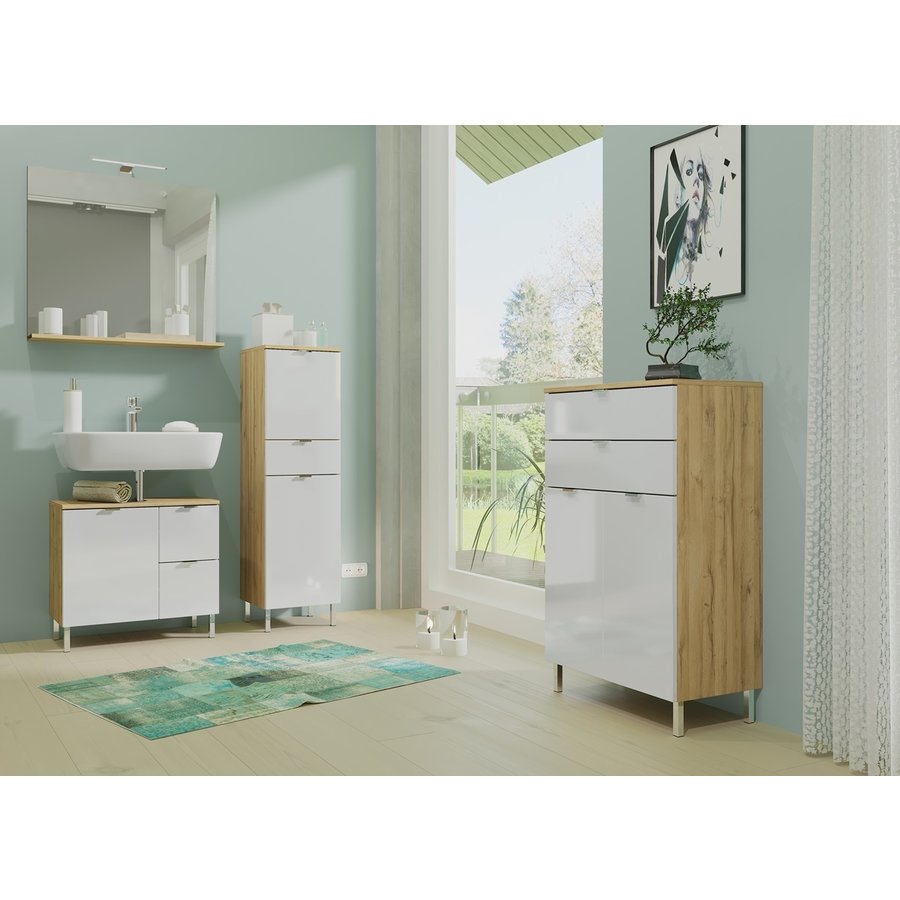Mauresa Wastafelonderkast Small Wit / Eiken Mauresa Wastafelonderkast Small Wit / Eiken