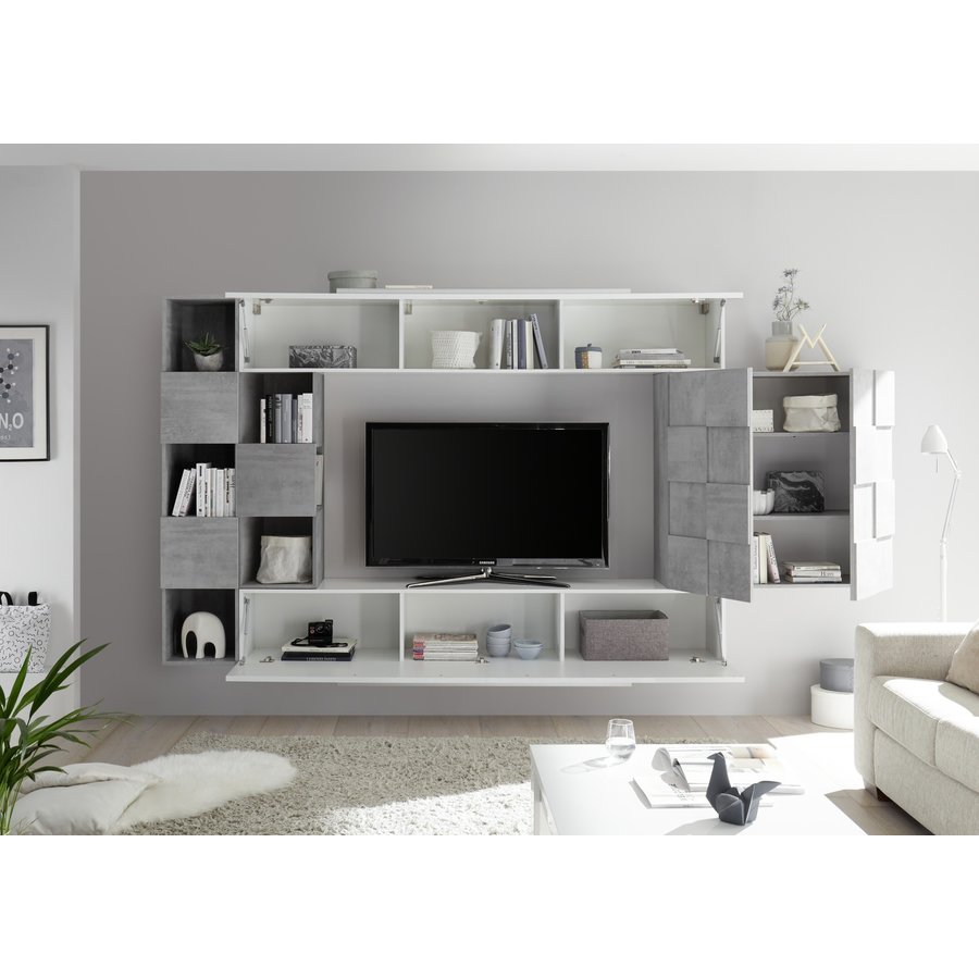 Bex TV-wandmeubel 5 Wit / Beton