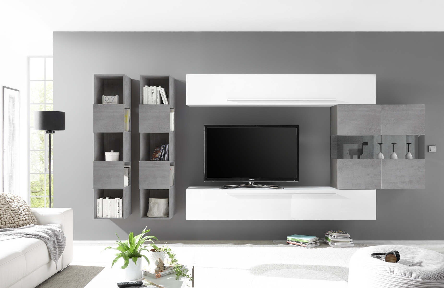 Benvenuto Design Bex TV-wandmeubel 12 Wit / Beton