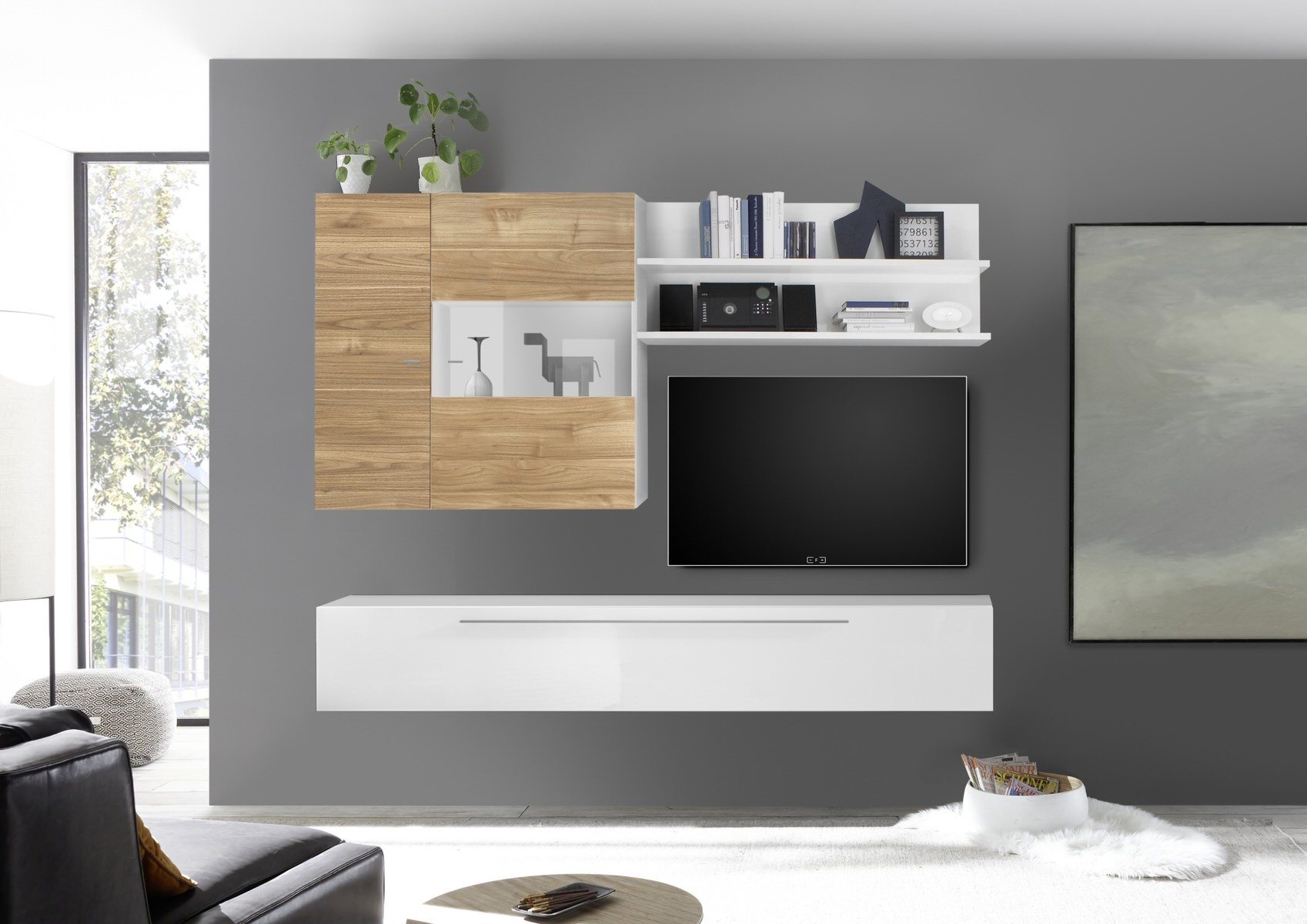 Benvenuto Design Bex TV-wandmeubel 27 Wit / Eiken