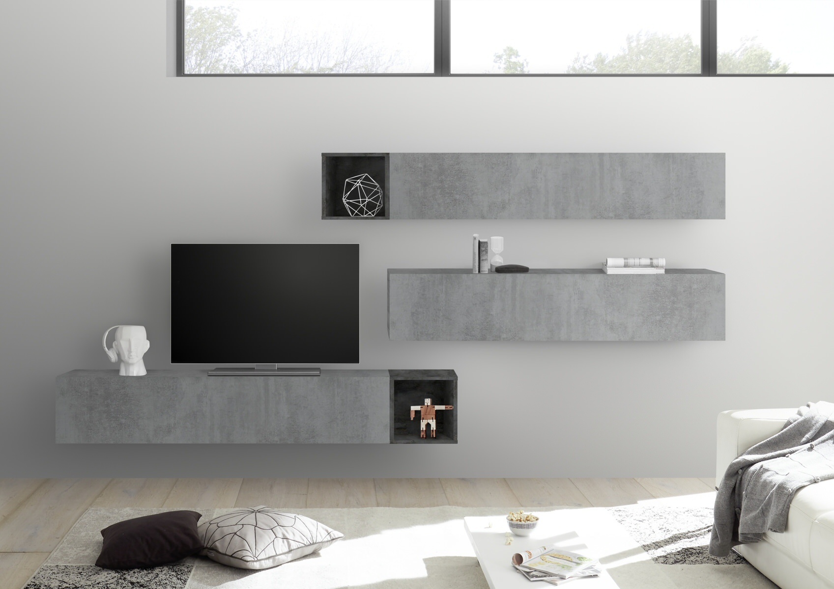 Benvenuto Design Bex TV-wandmeubel 46 Beton / Oxid