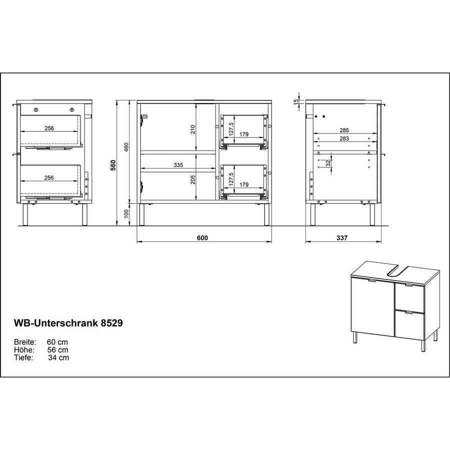 Mauresa Wastafelonderkast Small Wit / Eiken Mauresa Wastafelonderkast Small Wit / Eiken