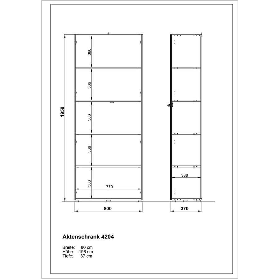 Monteria Kantoorkast Large Wit / Eiken Monteria Kantoorkast Large Wit / Eiken