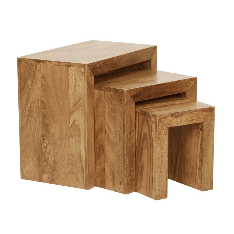 Akazie Bijzettafel Set Bruin Akazie Bijzettafel Set Bruin