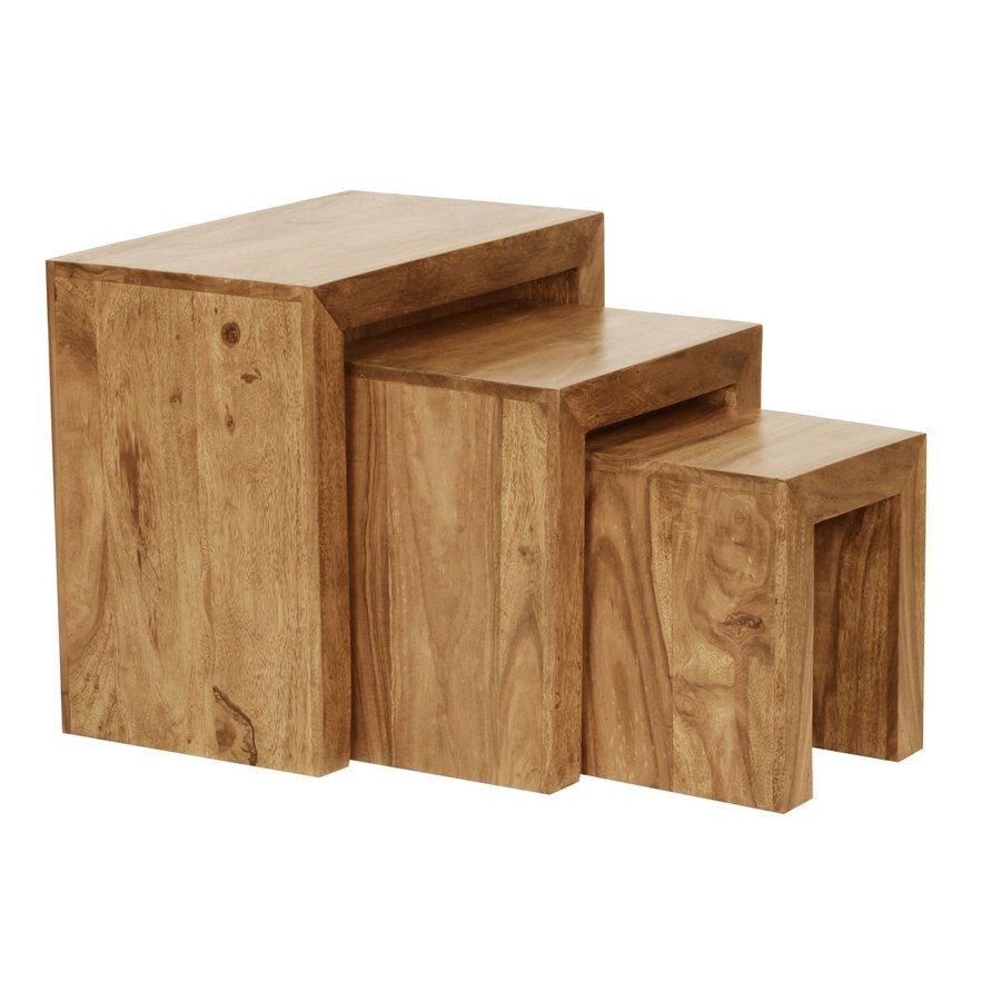 Akazie Bijzettafel Set Bruin Akazie Bijzettafel Set Bruin