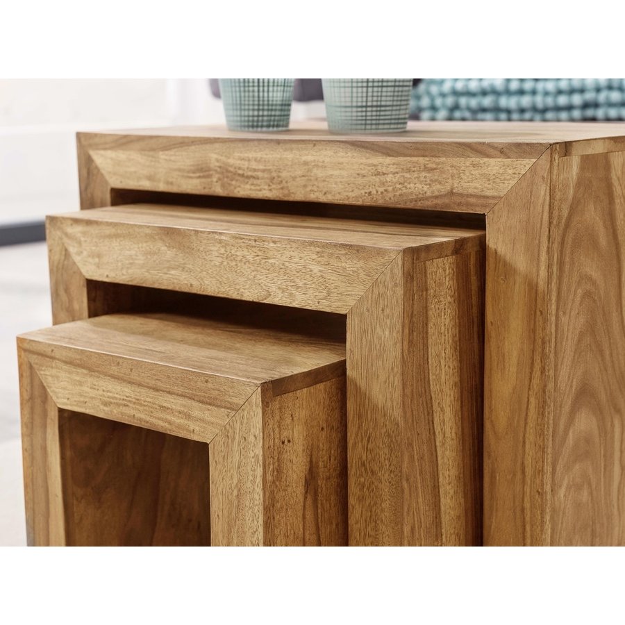 Akazie Bijzettafel Set Bruin Akazie Bijzettafel Set Bruin