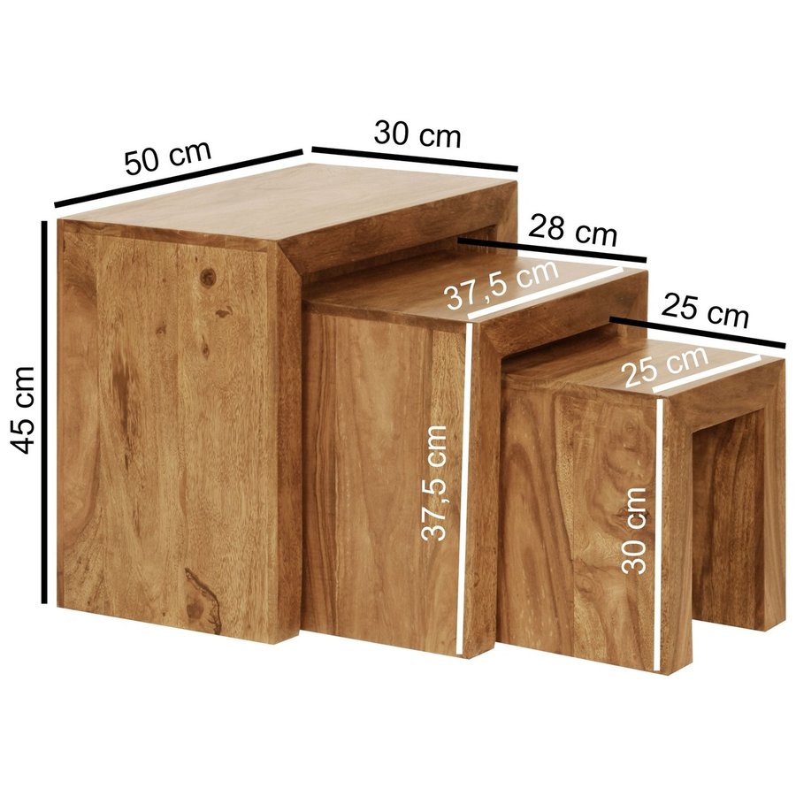 Akazie Bijzettafel Set Bruin Akazie Bijzettafel Set Bruin