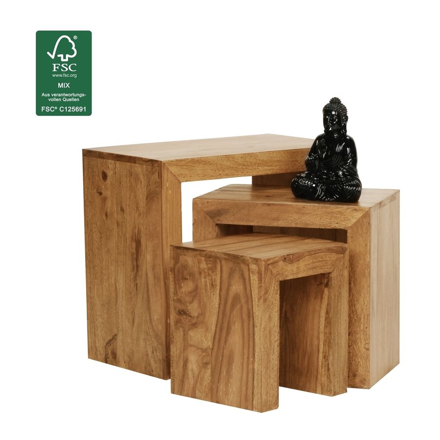 Akazie Bijzettafel Set Bruin Akazie Bijzettafel Set Bruin