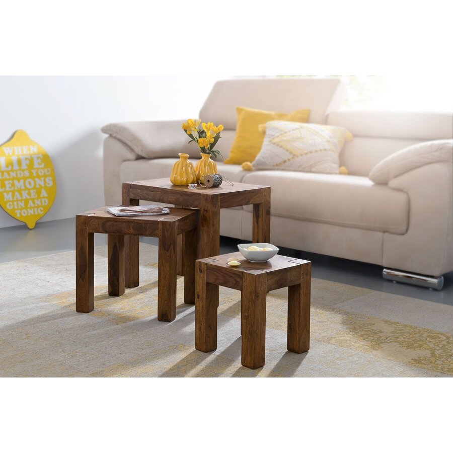 Mumbai Bijzettafel Set Donkerbruin Mumbai Bijzettafel Set Donkerbruin