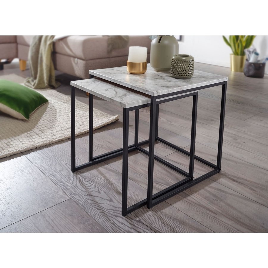 Marmerlook Black Bijzettafel Set Marmerlook Black Bijzettafel Set