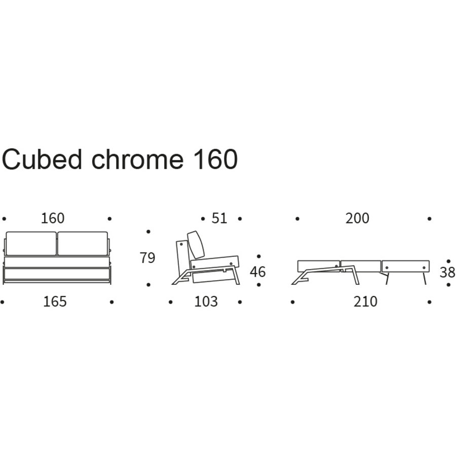 Cubed Chrome 160 cm Slaapbank Grijs Cubed Chrome 160 cm Slaapbank Grijs