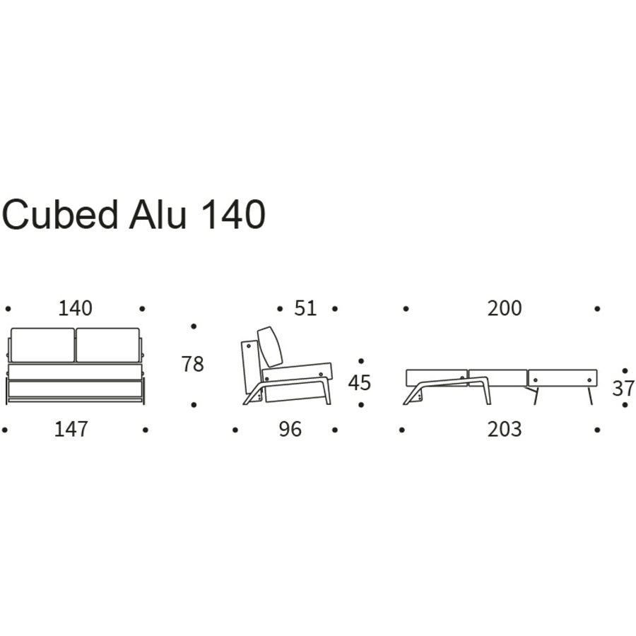 Cubed Aluminium 140 cm Slaapbank Blauw Cubed Aluminium 140 cm Slaapbank Blauw