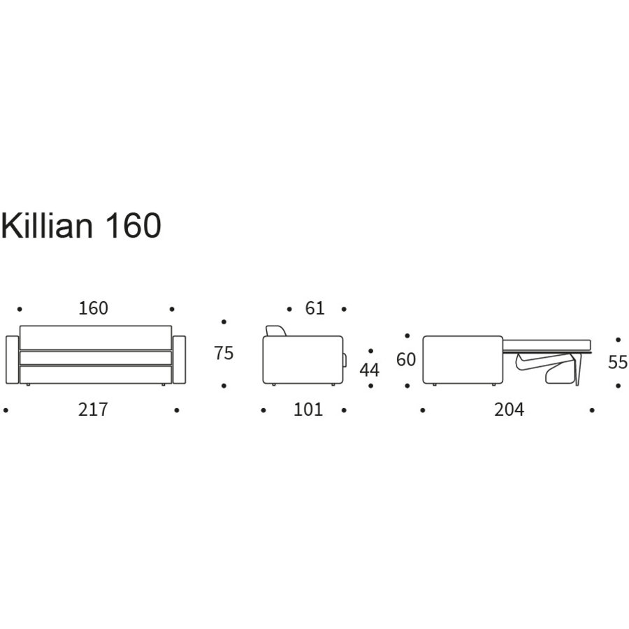 Killian 160 cm Slaapbank Grijs Killian 160 cm Slaapbank Grijs