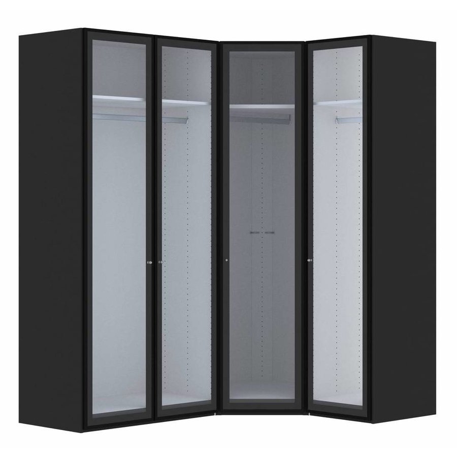 Smoke Hoek Kledingkast Rookglas 4 deurs Smoke Hoek Kledingkast Rookglas 4 deurs